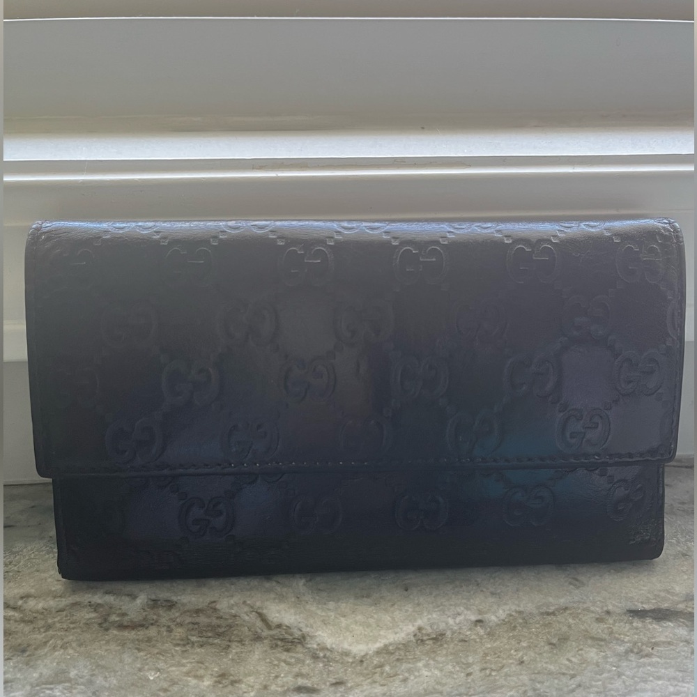 Gucci Signature Guccissima black/brown Clutch Fold Over Long Wallet Leather - Picture 2 of 7